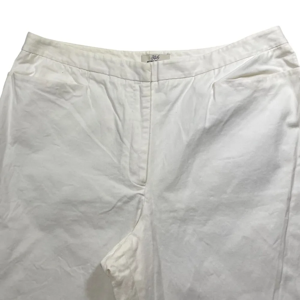 Brooks Brothers 346‎ 16 White Stretch Pants Roomy Straight Leg (small mark)